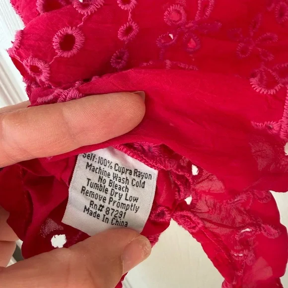 Johnny Was Pink Fuchsia Eyelet and Embroidery Top - Picture 5 of 5